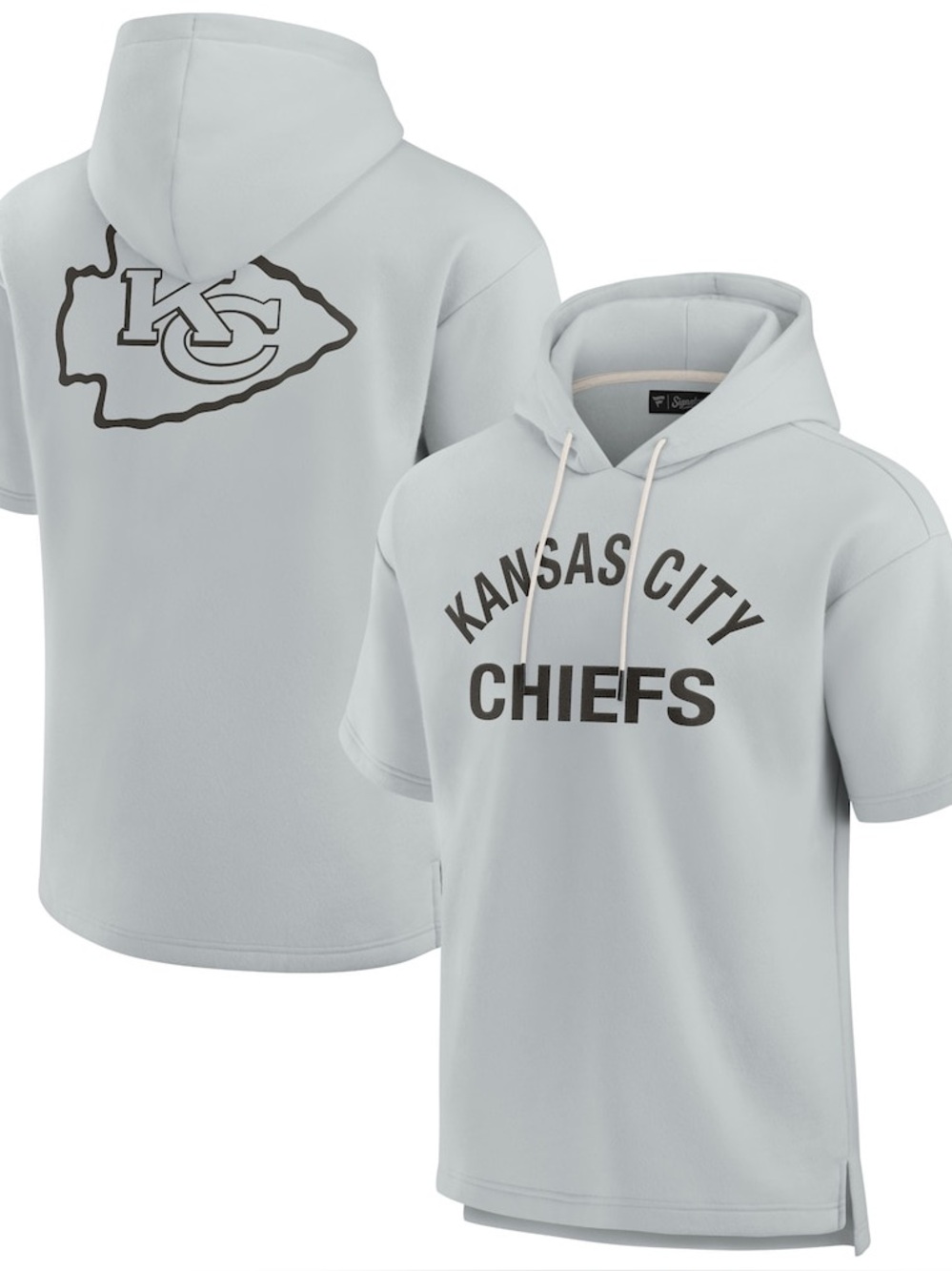 Fanatics Kansas City Chiefs Elements Short Sleeved Fleece Hoodie Gray Men’s 2XL